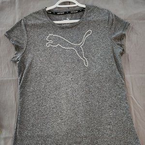 PUMA Ladies SZ Large Workout Shirt Heather Gray